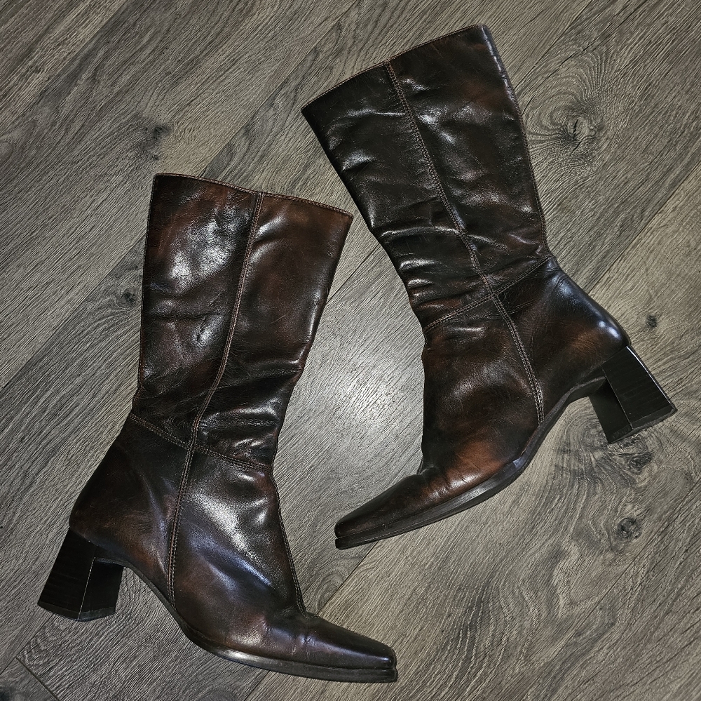 Vintage y2k Aldo Womens Brown square toe chunky heel boots